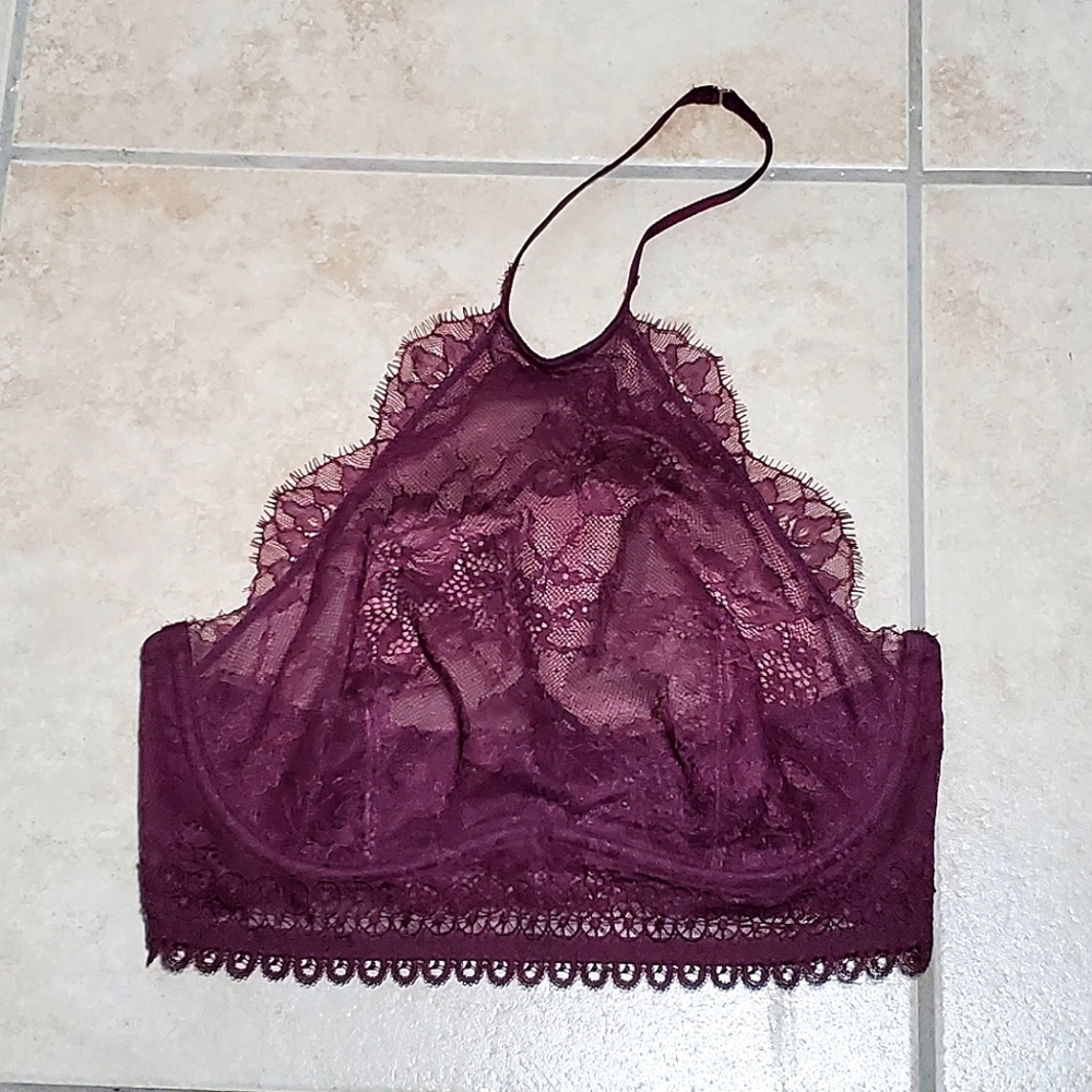 Victoria's Secret Burgundy Lace Halter Bralette